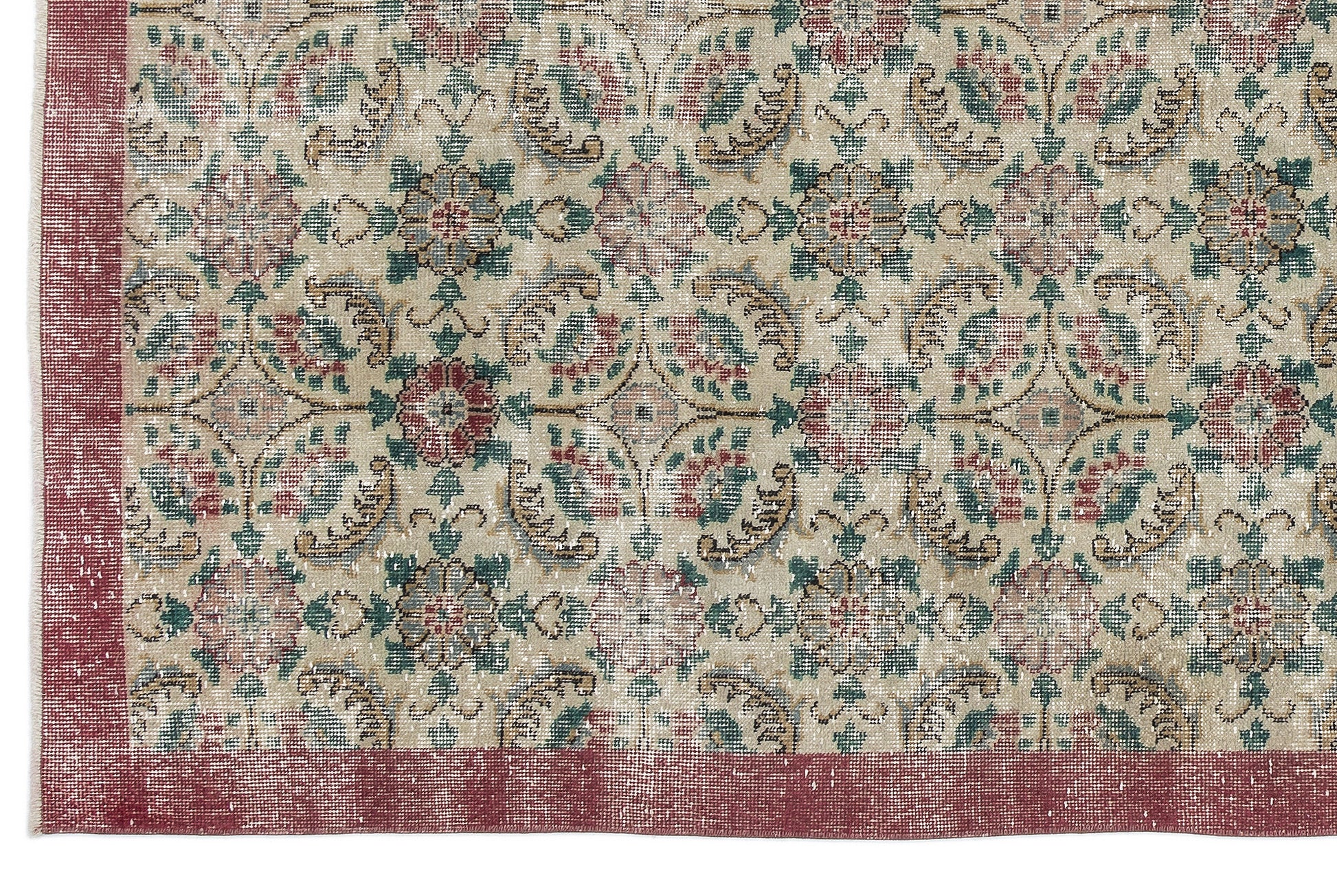 Atina Krem Eskitme Yün El Dokuma Halısı 180 x 295 Apex Unique