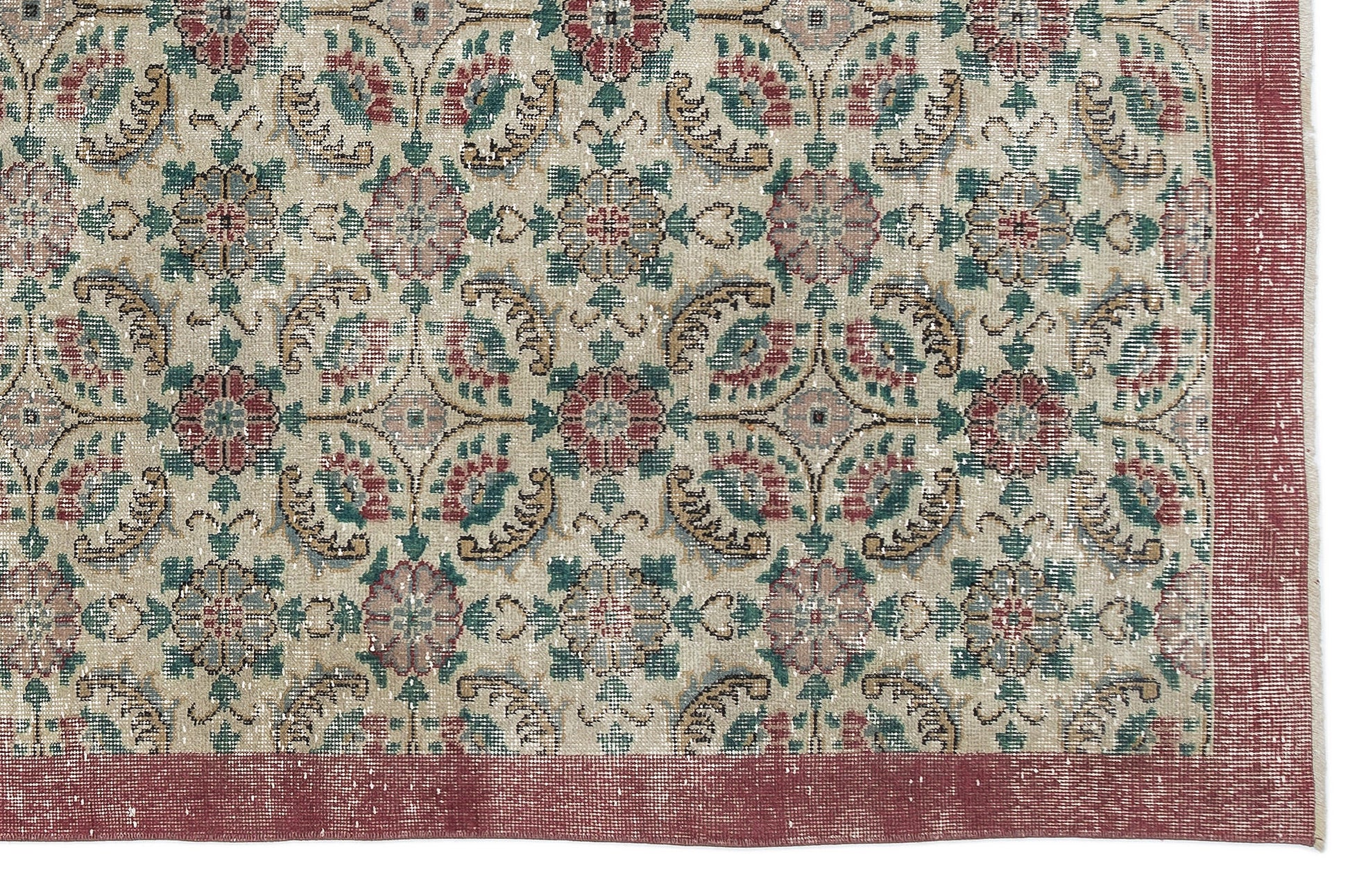 Atina Krem Eskitme Yün El Dokuma Halısı 180 x 295 Apex Unique