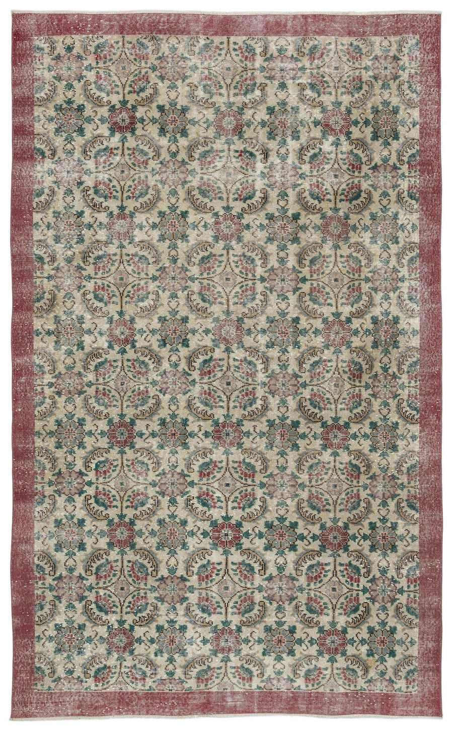 Krem Anadolu Çiçekli Yün Halı 180x295 - Özel Seri