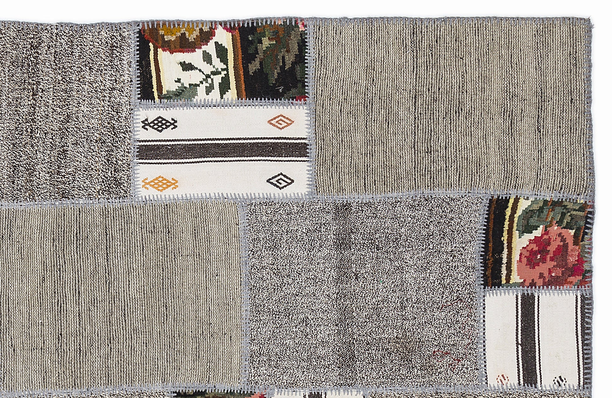 Teselya Beyaz Çiçekli Yün El Dokuma Halısı 160 x 230 Apex Unique