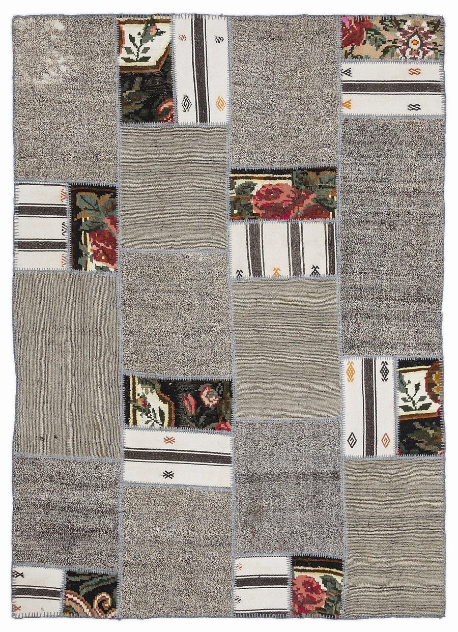 Beyaz Anadolu Eskitme Modern Yün Halı 160x230 - Özel Seri