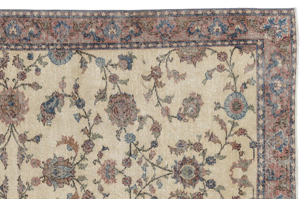 Krem Isparta Çiçekli Yün Halı 162x263 - Özel Seri