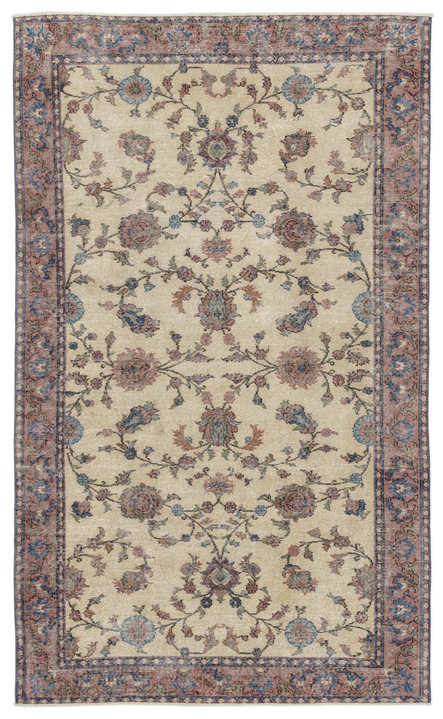 Atina Krem Eskitme Yün El Dokuma Halısı 162 x 263 Apex Unique