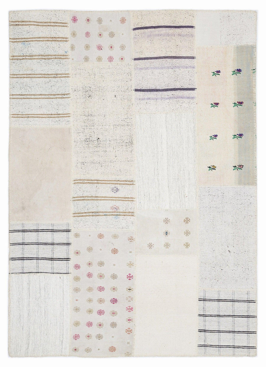 Beyaz Anadolu Bohem Modern Yün Halı 160x230 - Özel Seri
