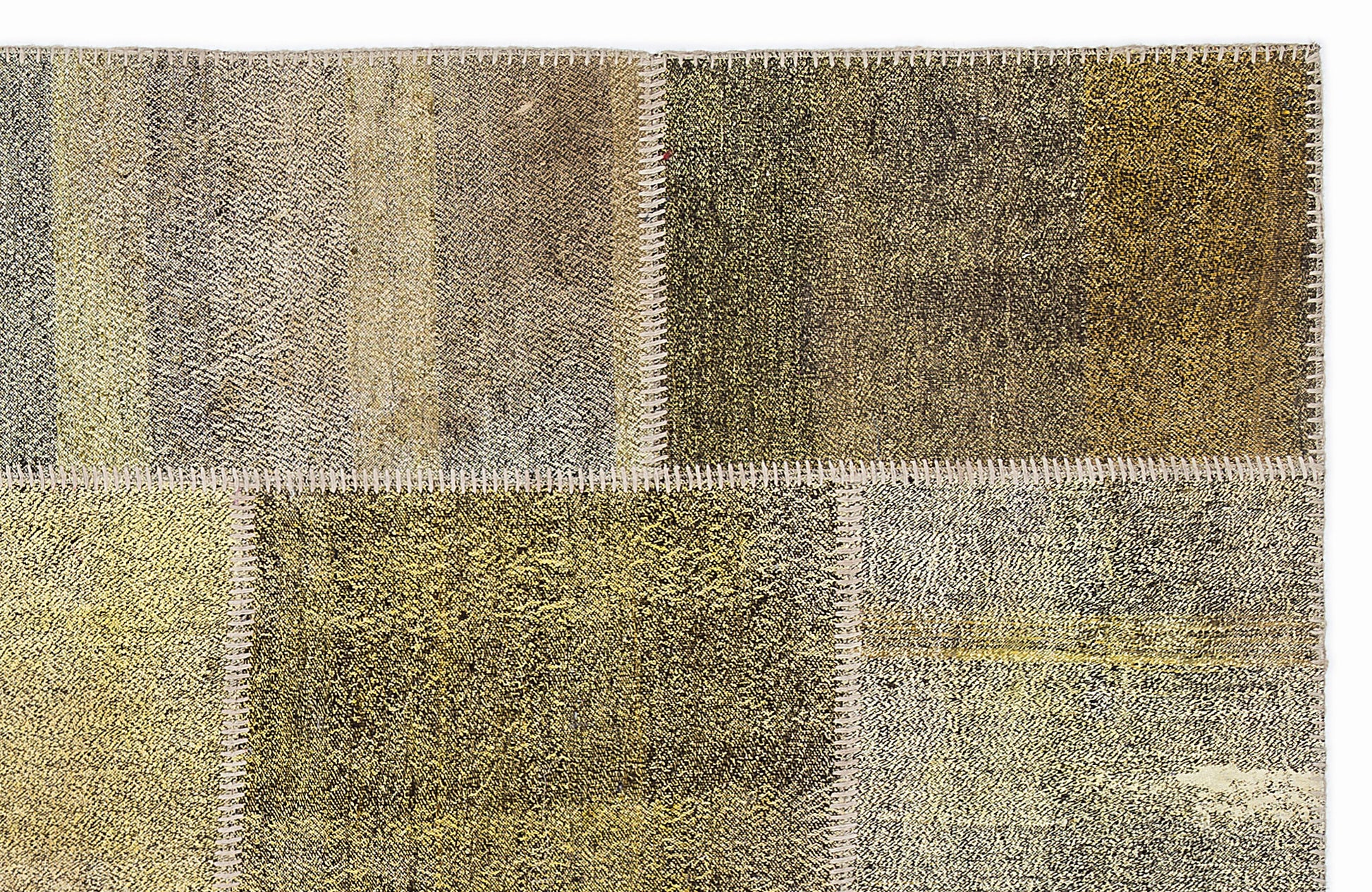 Teselya Sarı Patchwork Yün El Dokuma Halısı 160 x 230 Apex Unique