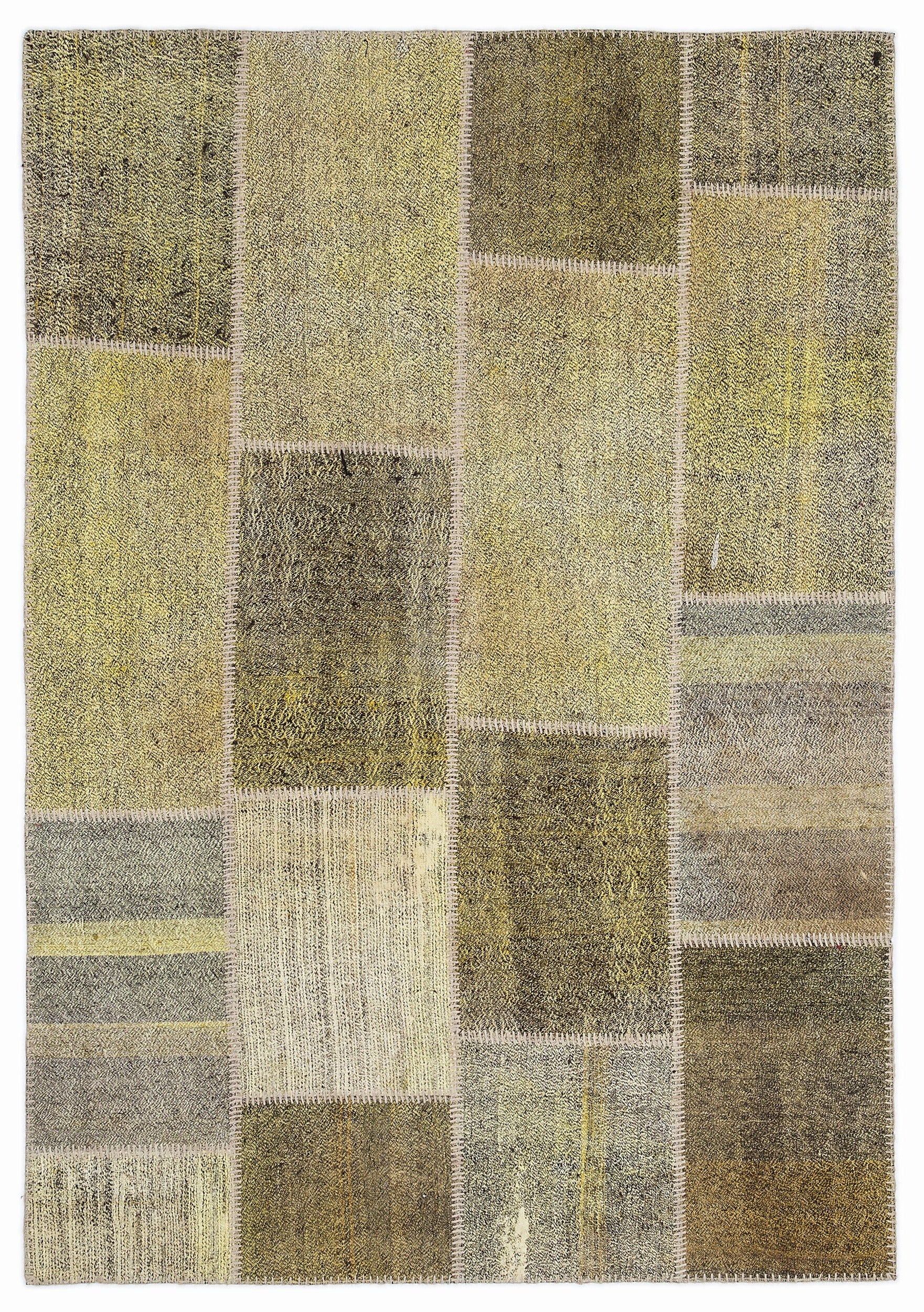 Teselya Sarı Patchwork Yün El Dokuma Halısı 160 x 230 Apex Unique