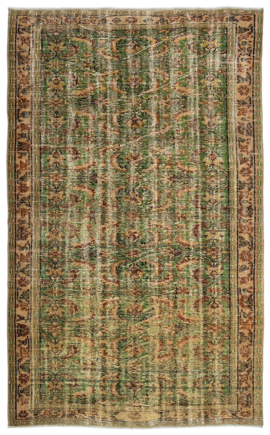 Bej Anadolu Eskitme Geometrik Yün Halı 178x291 - Özel Seri