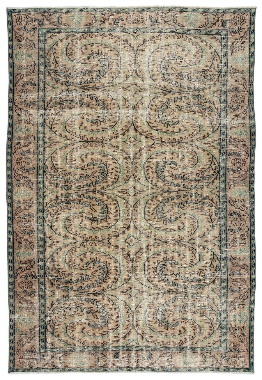 Krem Anadolu Bordürlü Yün Halı 182x266 - Özel Seri