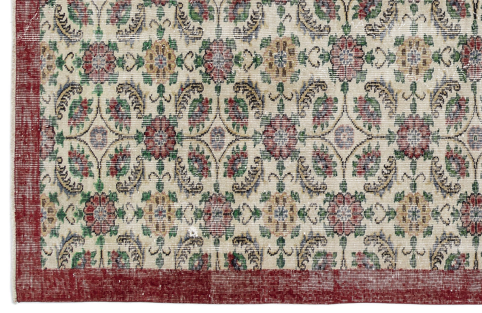 Atina Krem Eskitme Yün El Dokuma Halısı 188 x 285 Apex Unique