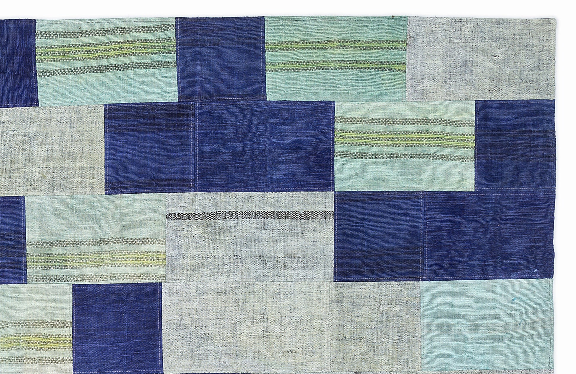 Teselya Mavi Patchwork Yün El Dokuma Halısı 160 x 230 Apex Unique