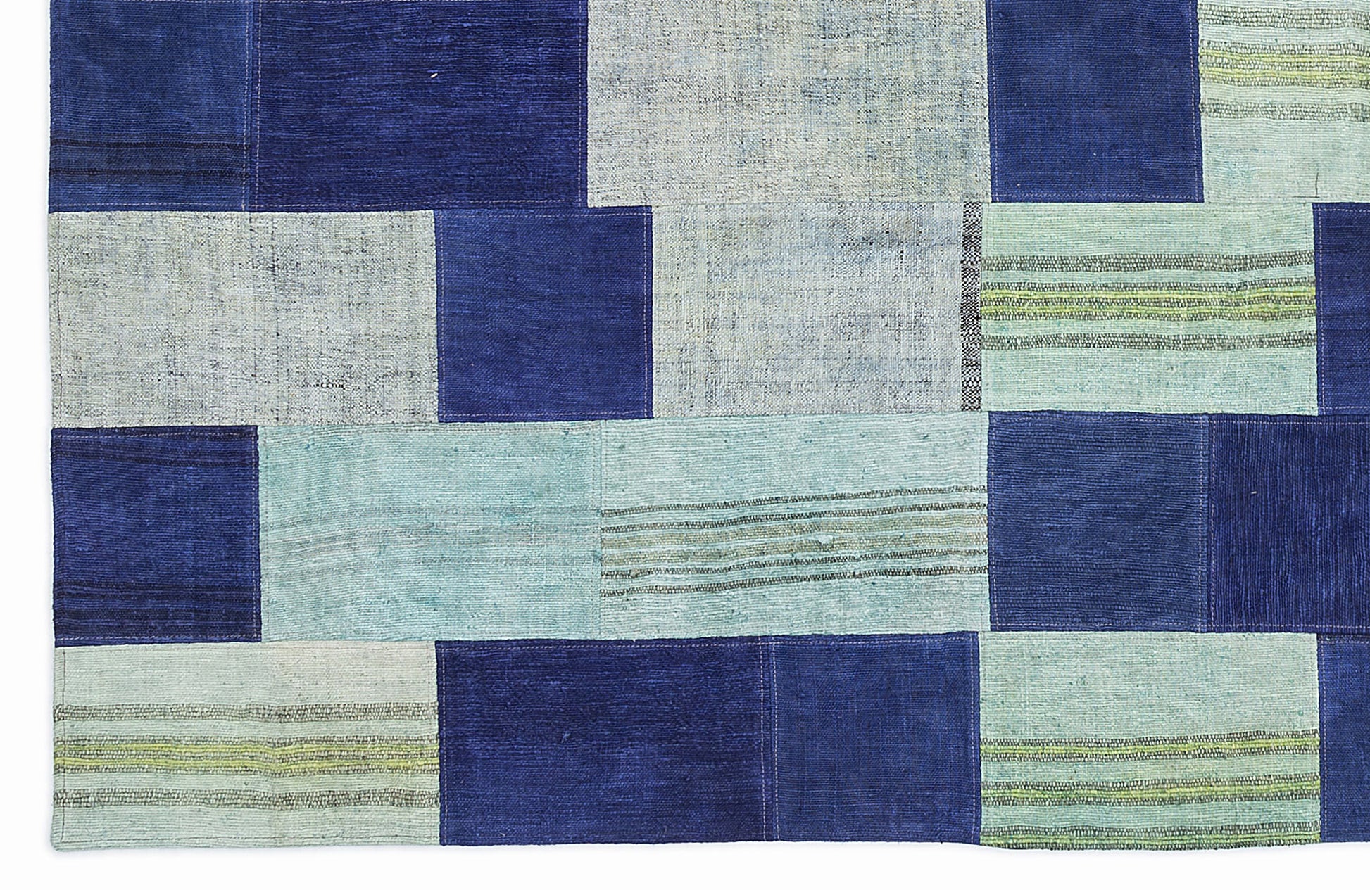 Teselya Mavi Patchwork Yün El Dokuma Halısı 160 x 230 Apex Unique