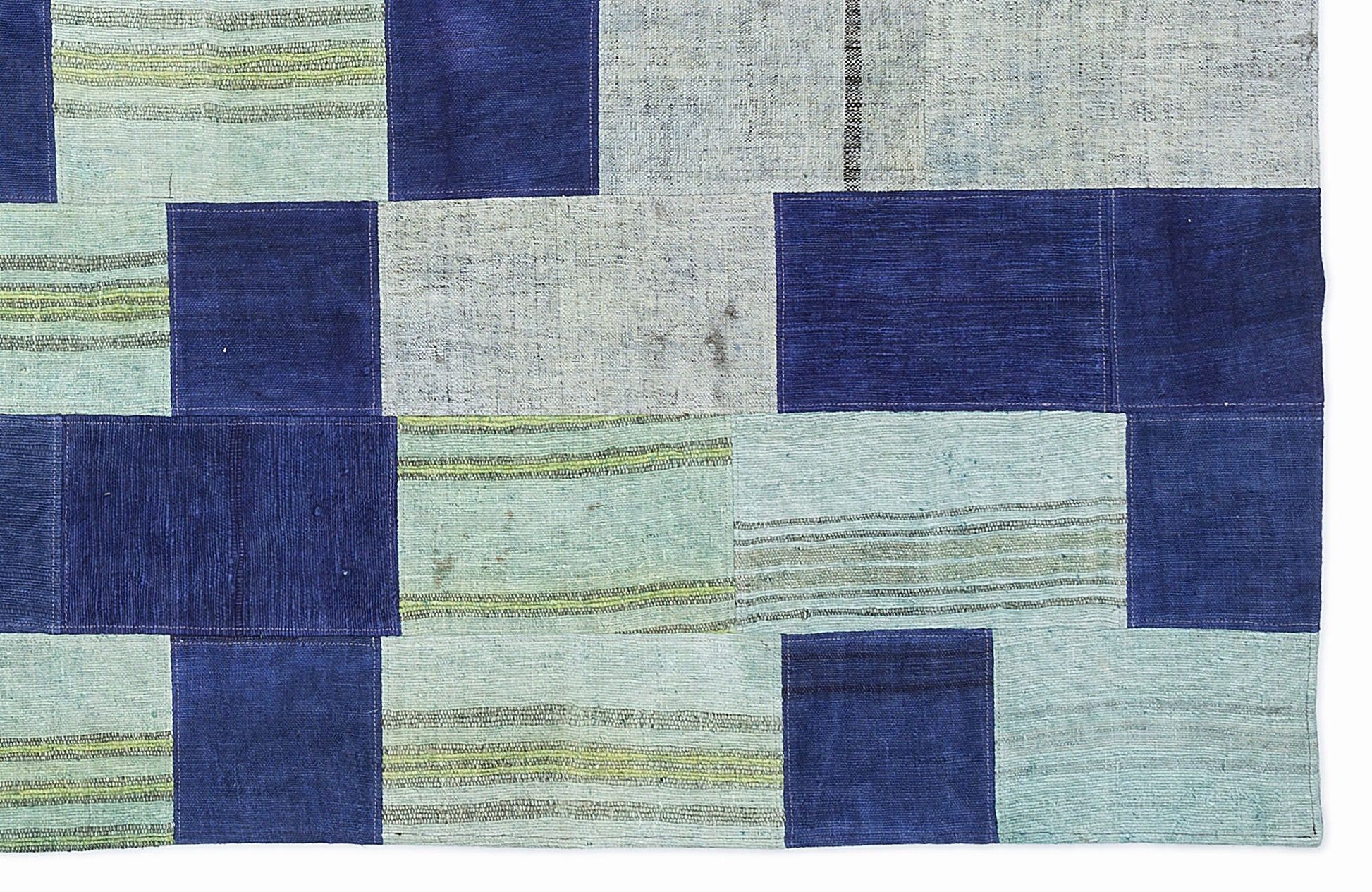 Teselya Mavi Patchwork Yün El Dokuma Halısı 160 x 230 Apex Unique