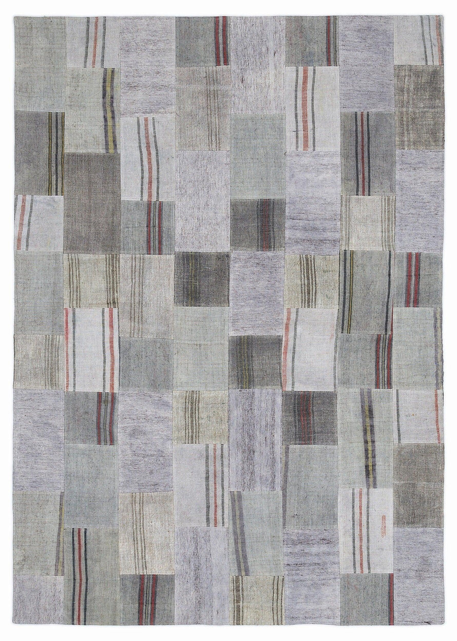 Gri Anadolu Geometrik Modern Yün Halı 160x230 - Özel Seri