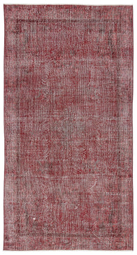 Red and Grey Abstract Hand-Knotted Wool Area Rug 165x306 cm (5'5" x 10')
