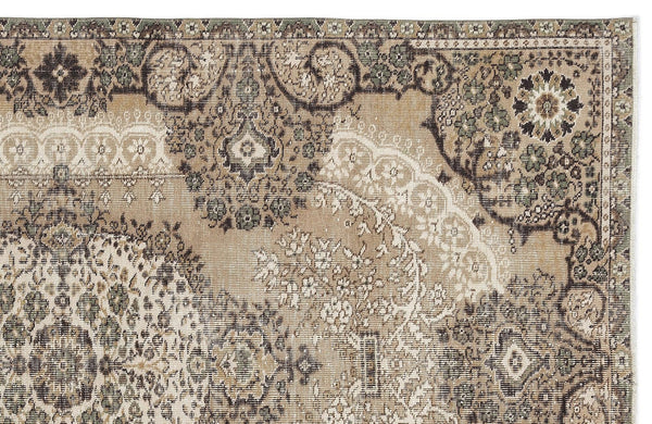Bej Anadolu Eskitme Madalyonlu Yün Halı 158x258 - Özel Seri