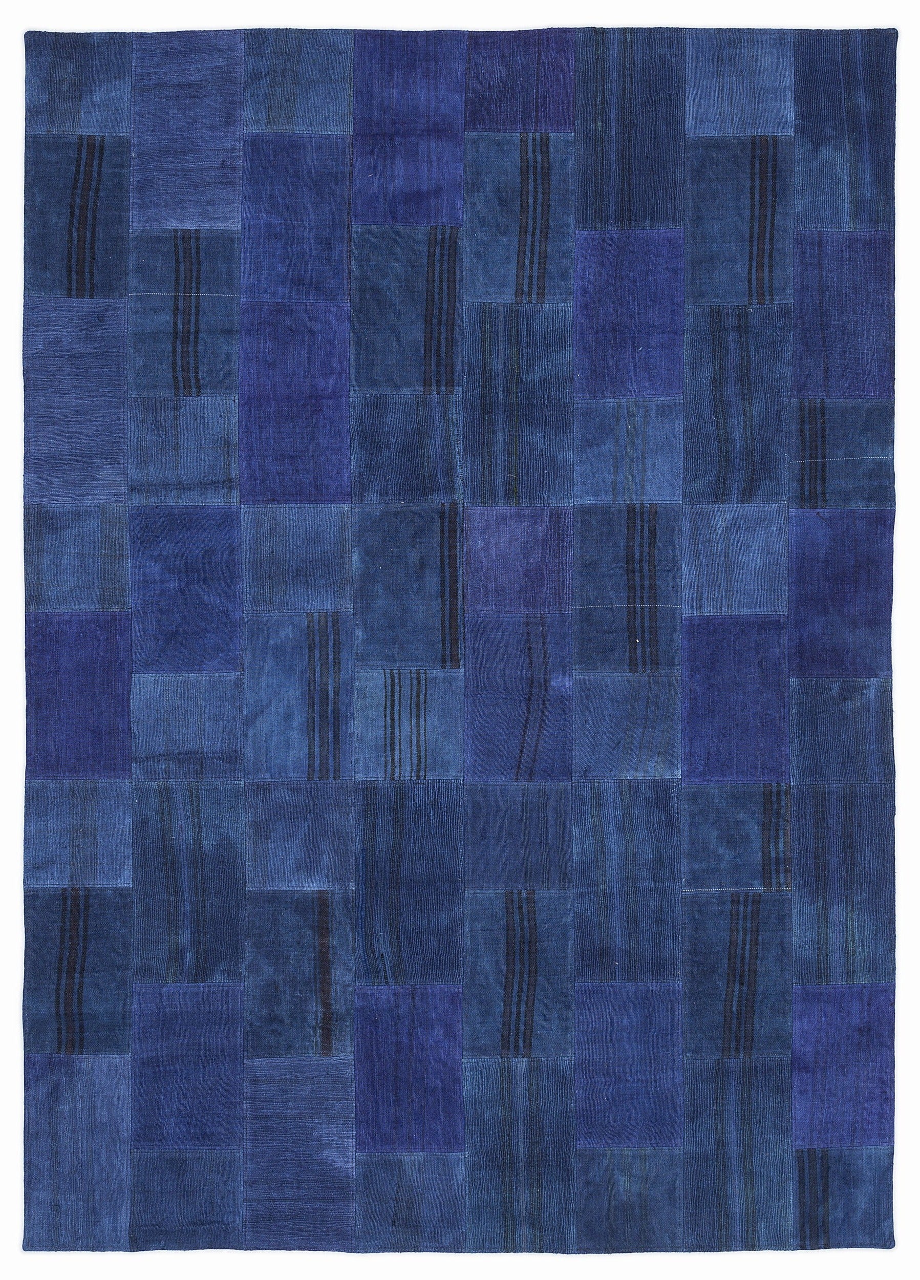 Teselya Mavi Patchwork Yün El Dokuma Halısı 160 x 230 Apex Unique