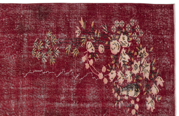 Kırmızı Anadolu Bohem Çiçekli Yün Halı 178x243 - Özel Seri