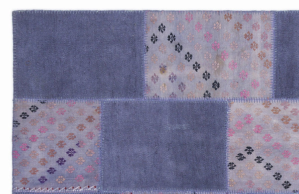 Gri Mavi Anadolu Geometrik Modern Yün Halı 160x230 - Özel Seri