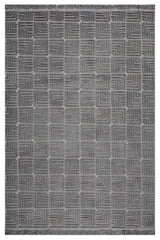 Koyu Gri Halı Geometrik Desenli Modern Tasarım