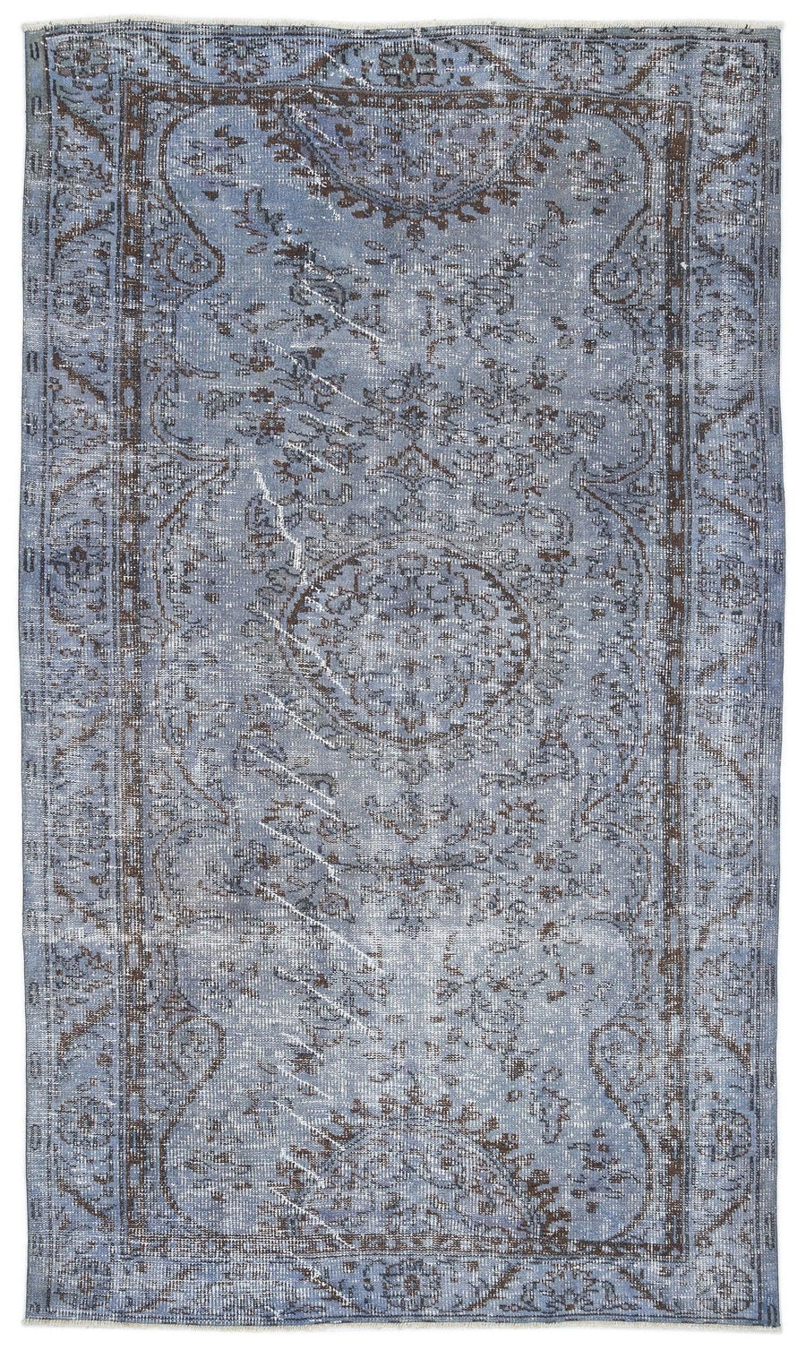 Mavi Anadolu Geometrik Çiçekli Yün Halı 160x268 - Özel Seri