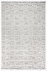 Ekru Halı Kabartmalı Geometrik Desenli Modern