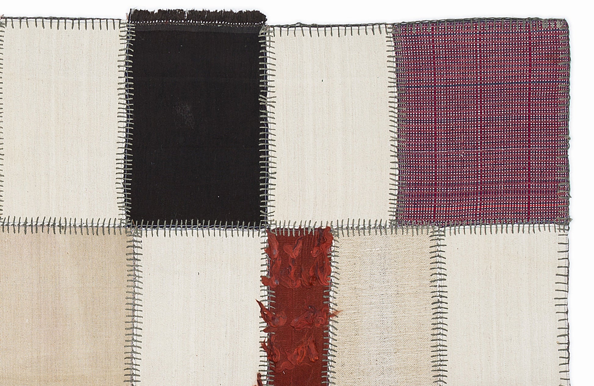 Teselya Bej Patchwork Yün El Dokuma Halısı 160 x 230 Apex Unique