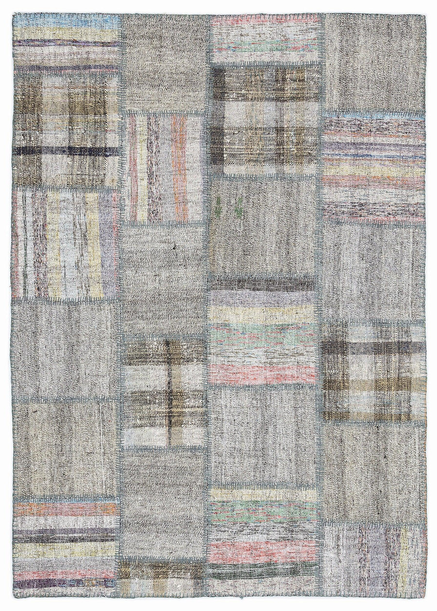 Gri Anadolu Eskitme Modern Yün Halı 160x230 - Özel Seri