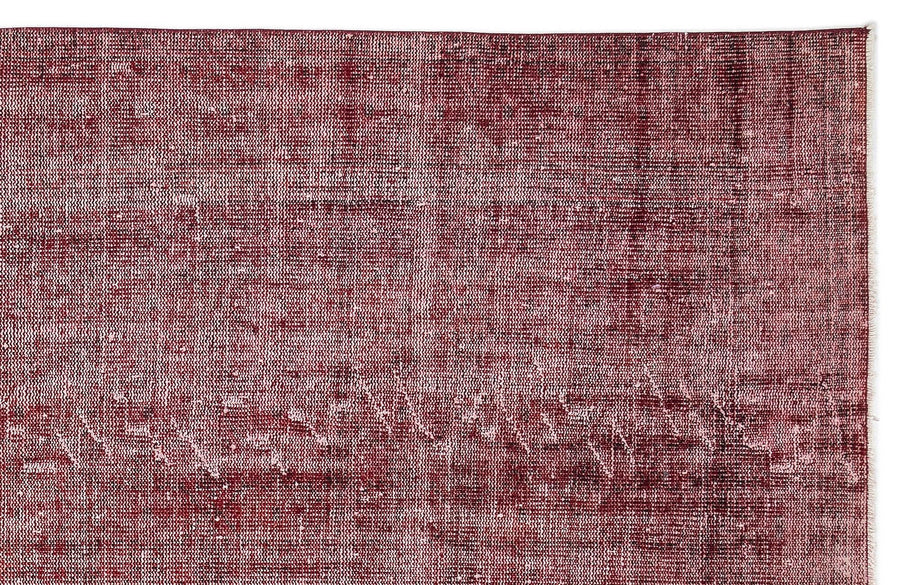 Solid Burgundy Hand-Knotted Wool Rug with Textured Weave 194x297 cm (6'4" x 9'9") – in the living room