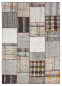 Geometrik Desenli Antrasit Gri El Dokuma Halı 160x230 cm