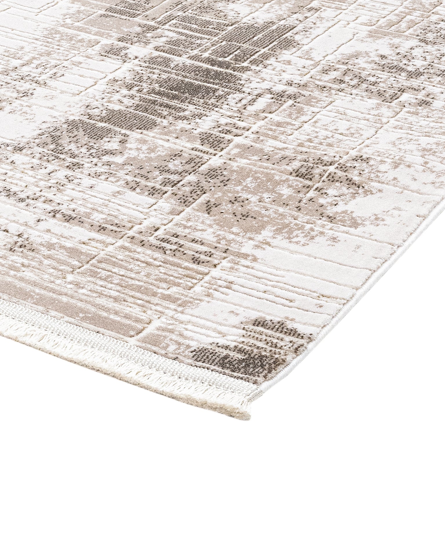 Casayera Bej Çizgili Akrilik Makine Alan Halısı Luxess