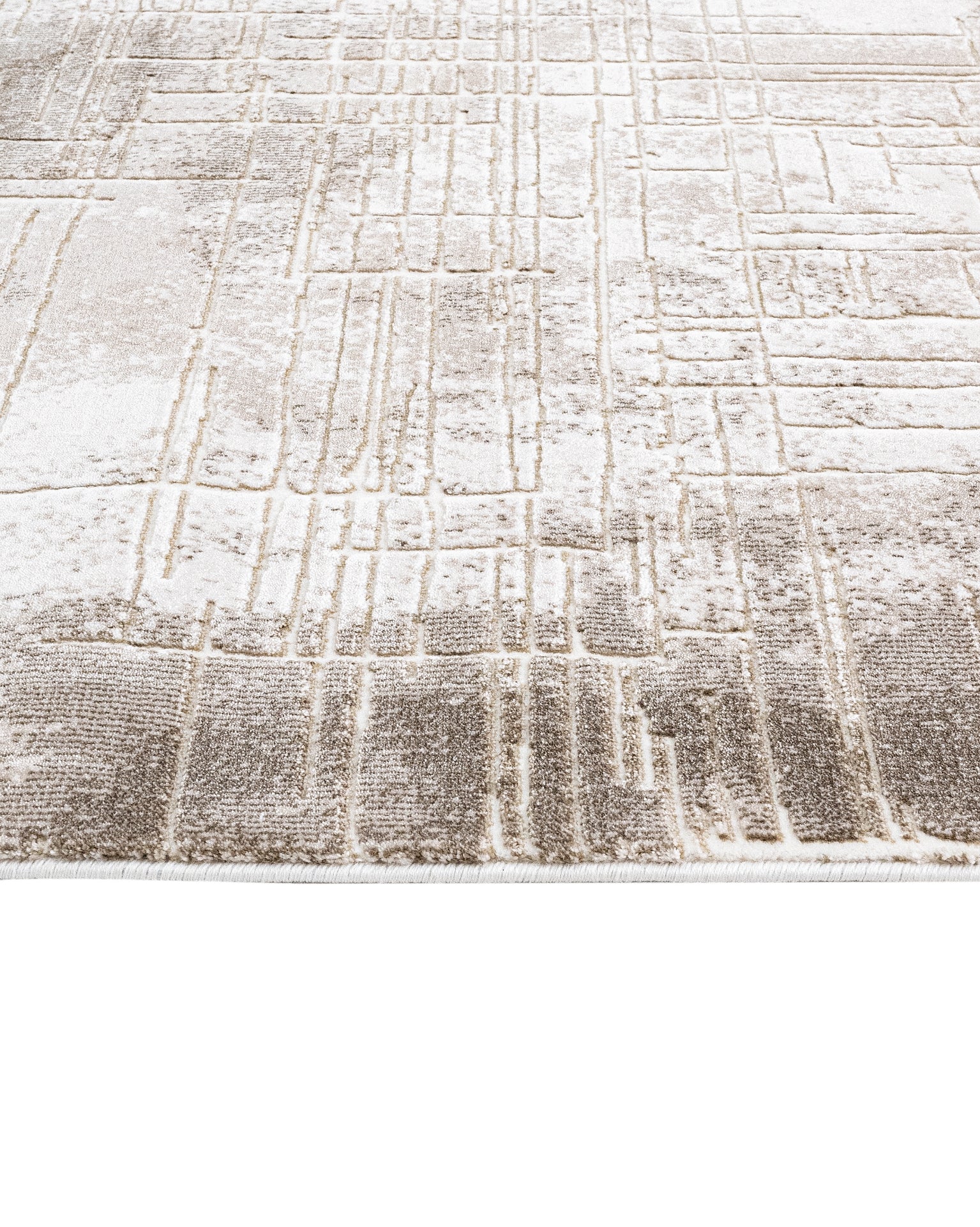 Casayera Bej Çizgili Akrilik Makine Alan Halısı Luxess