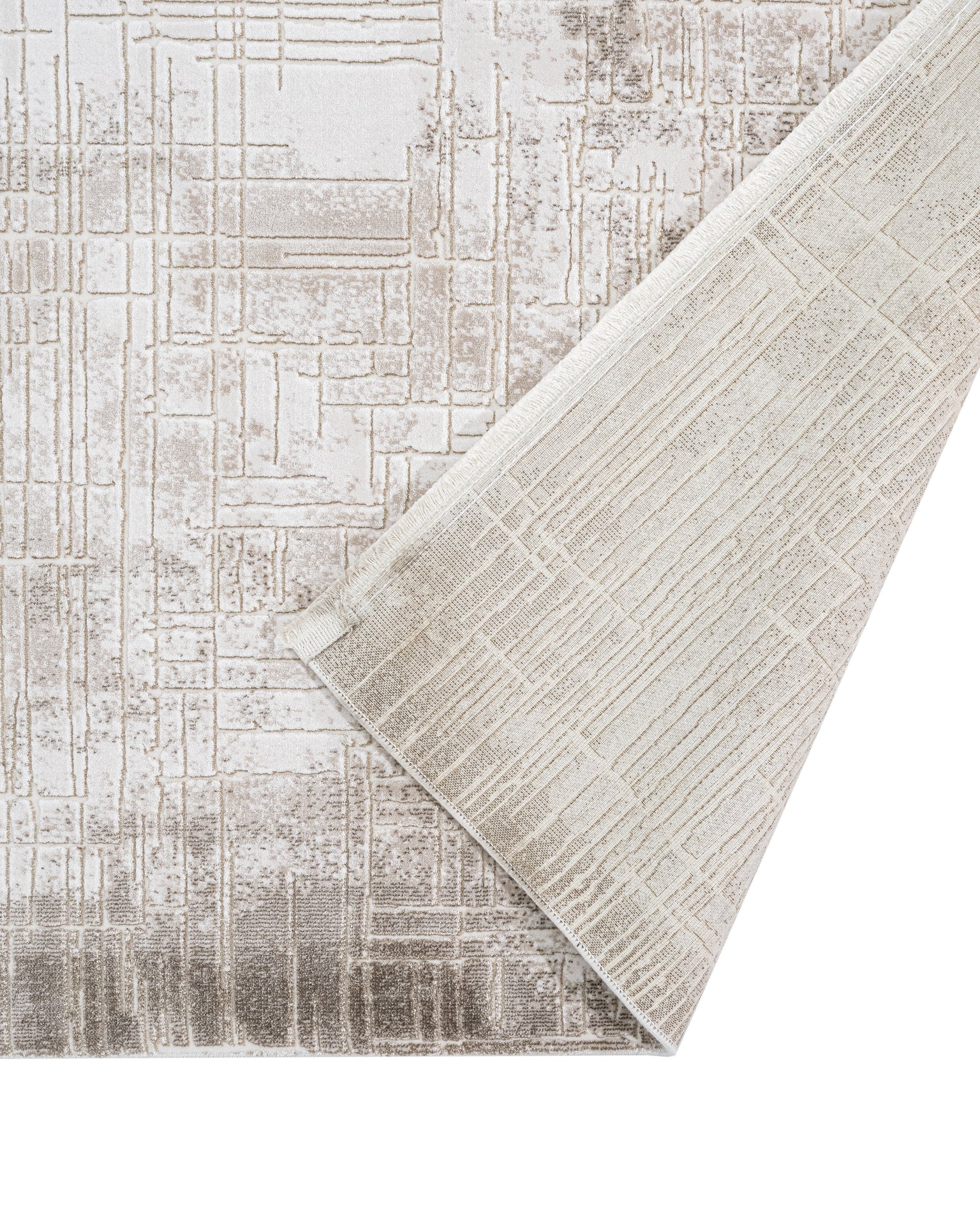 Casayera Bej Çizgili Akrilik Makine Alan Halısı Luxess