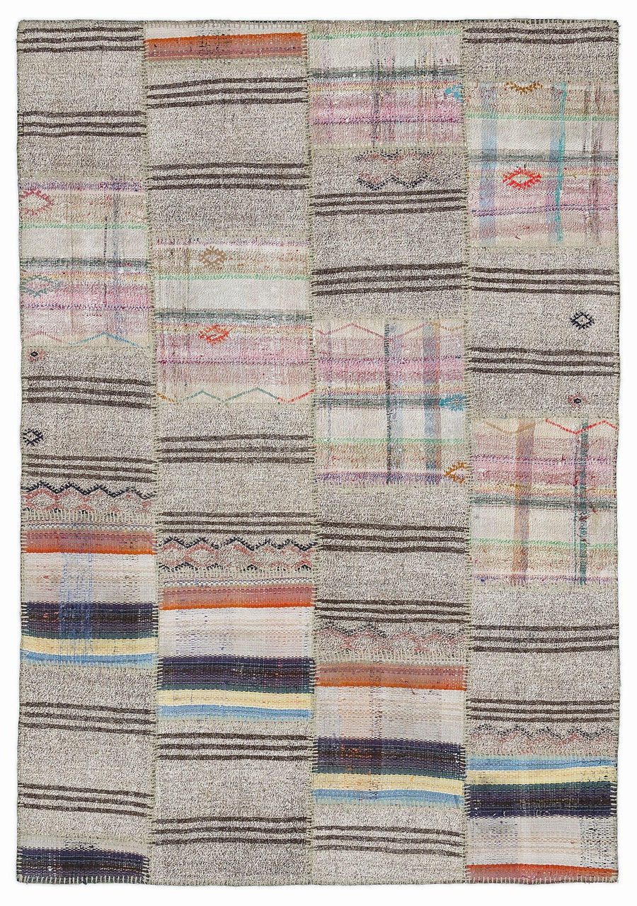 Bej Anadolu Bohem Geometrik Yün Halı 160x230 - Özel Seri