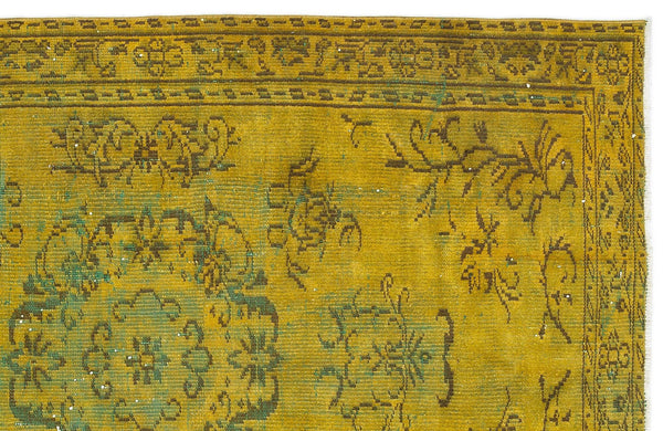 Sarı Eskitme Geometrik Yün Halı 155x235