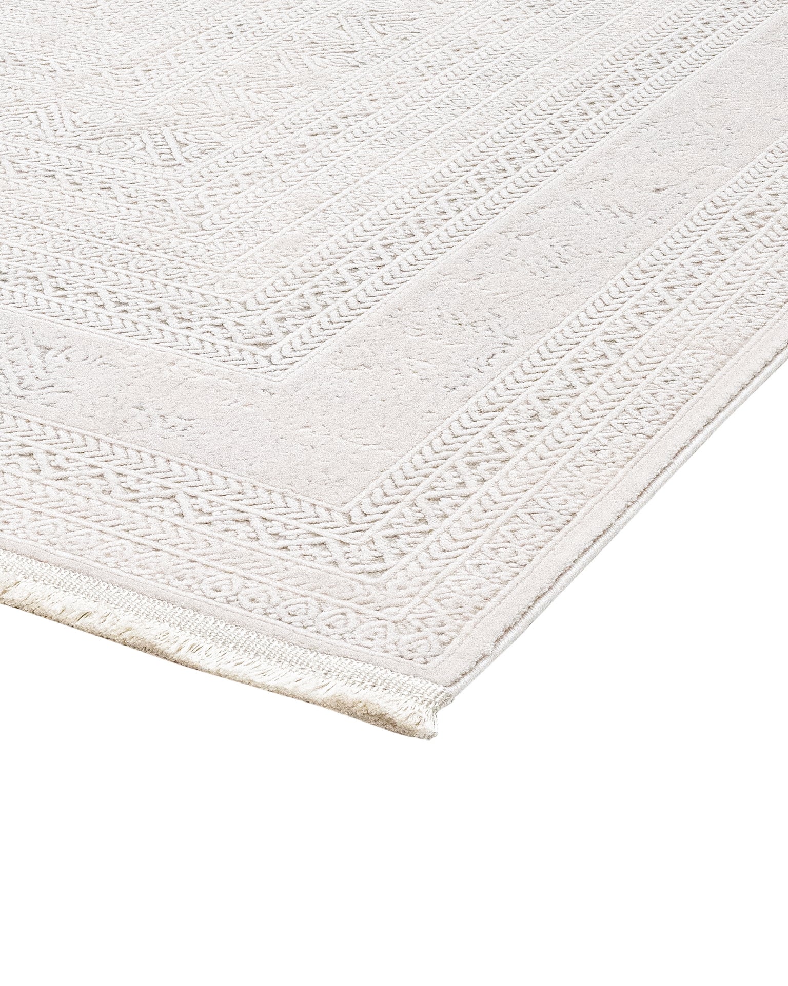 Jesma Krem Çerçeveli Akrilik Makine Alan Halısı Luxess