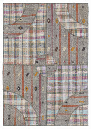 Teselya Gri Çizgili Yün El Dokuma Halısı 160 x 230 Apex Unique