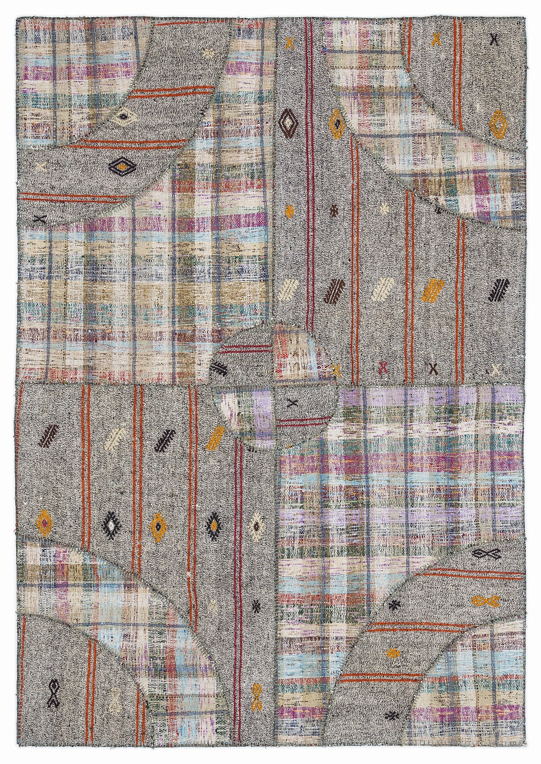 Teselya Gri Çizgili Yün El Dokuma Halısı 160 x 230 Apex Unique