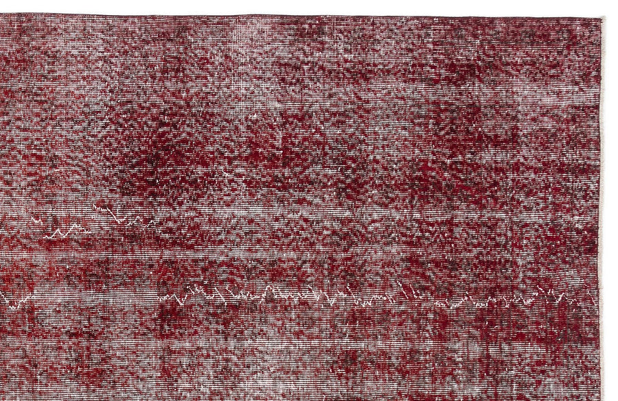 Burgundy & Grey Abstract Hand-Knotted Wool Rug 208x310 cm (6'10" x 10'2") – in the living room