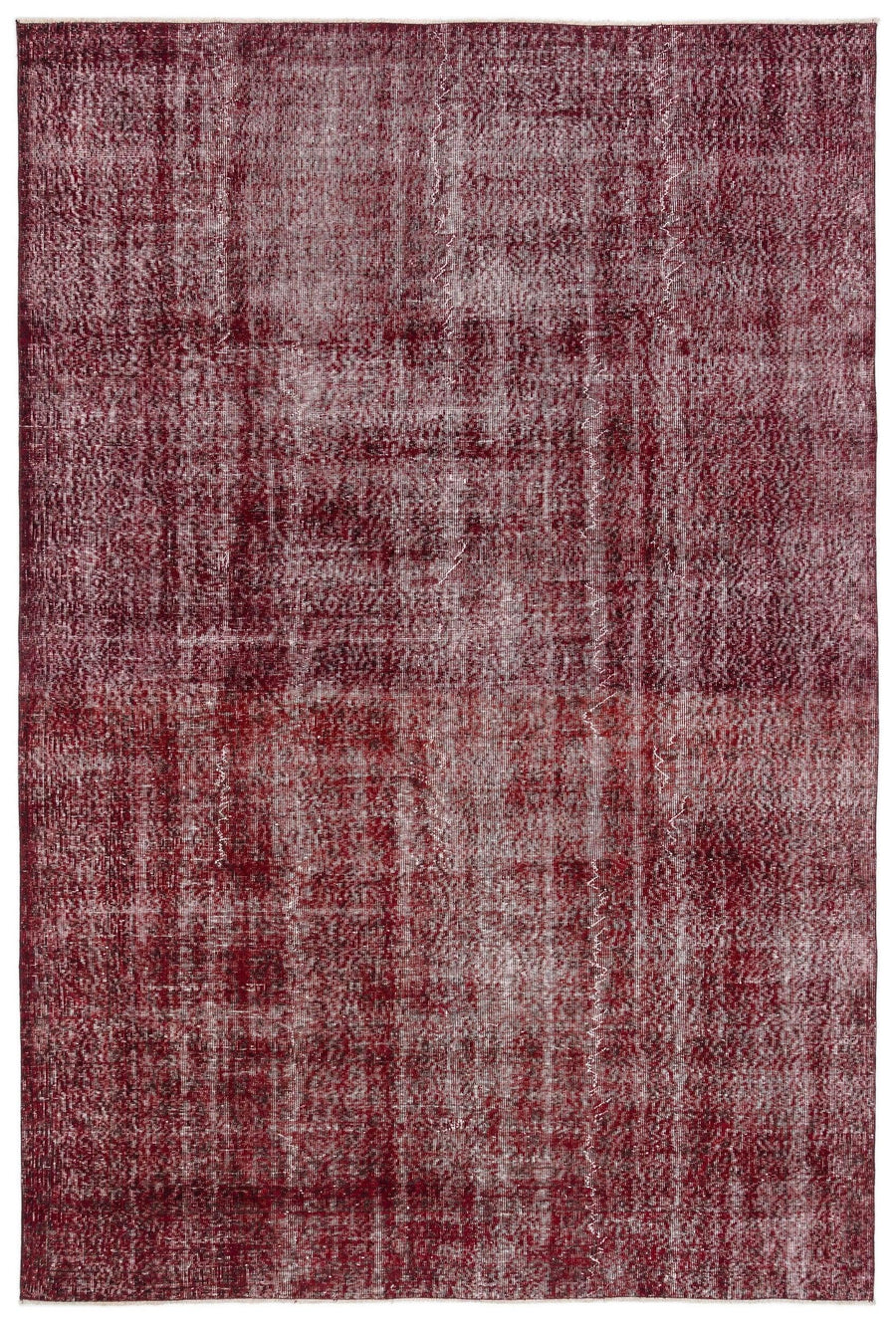 Kırmızı Anadolu Eskitme Geometrik Yün Halı 208x310 - Özel Seri