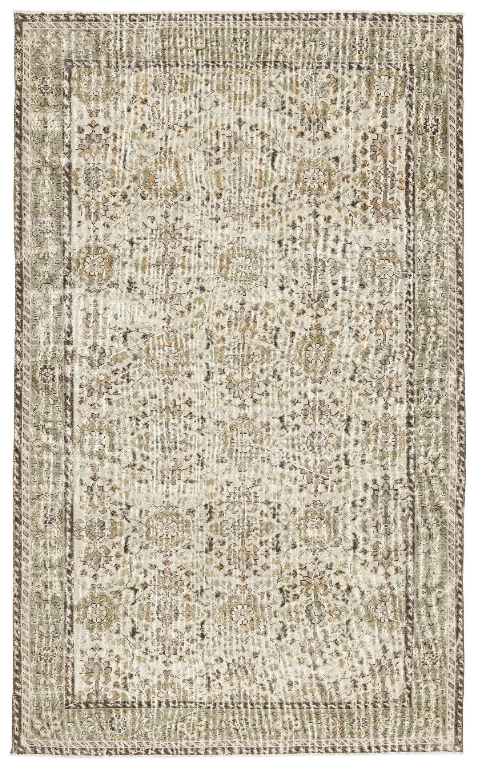 Atina Bej Eskitme Yün El Dokuma Halısı 185 x 304 Apex Unique