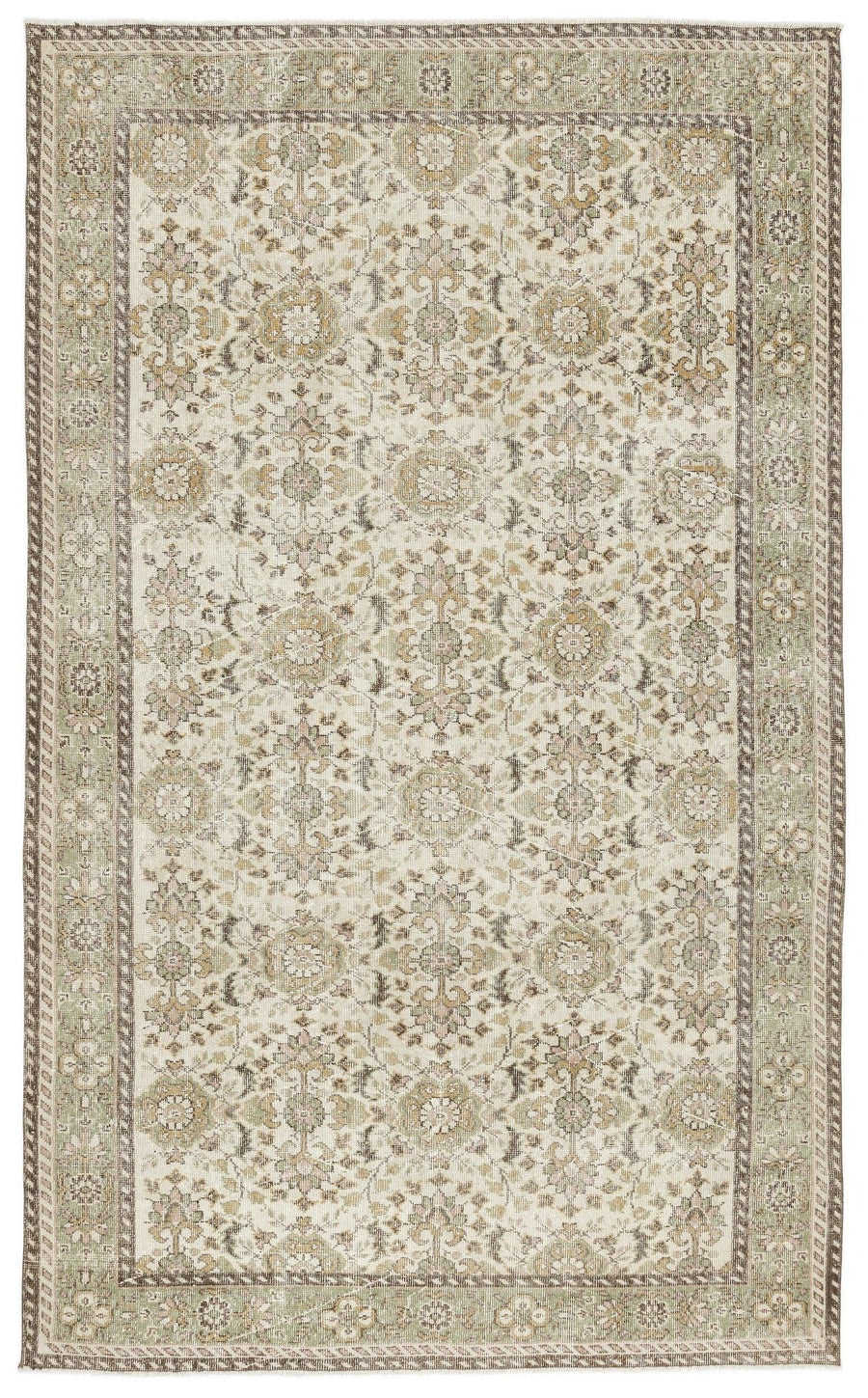 Bej Anadolu Eskitme Geometrik Yün Halı 185x304 - Özel Seri
