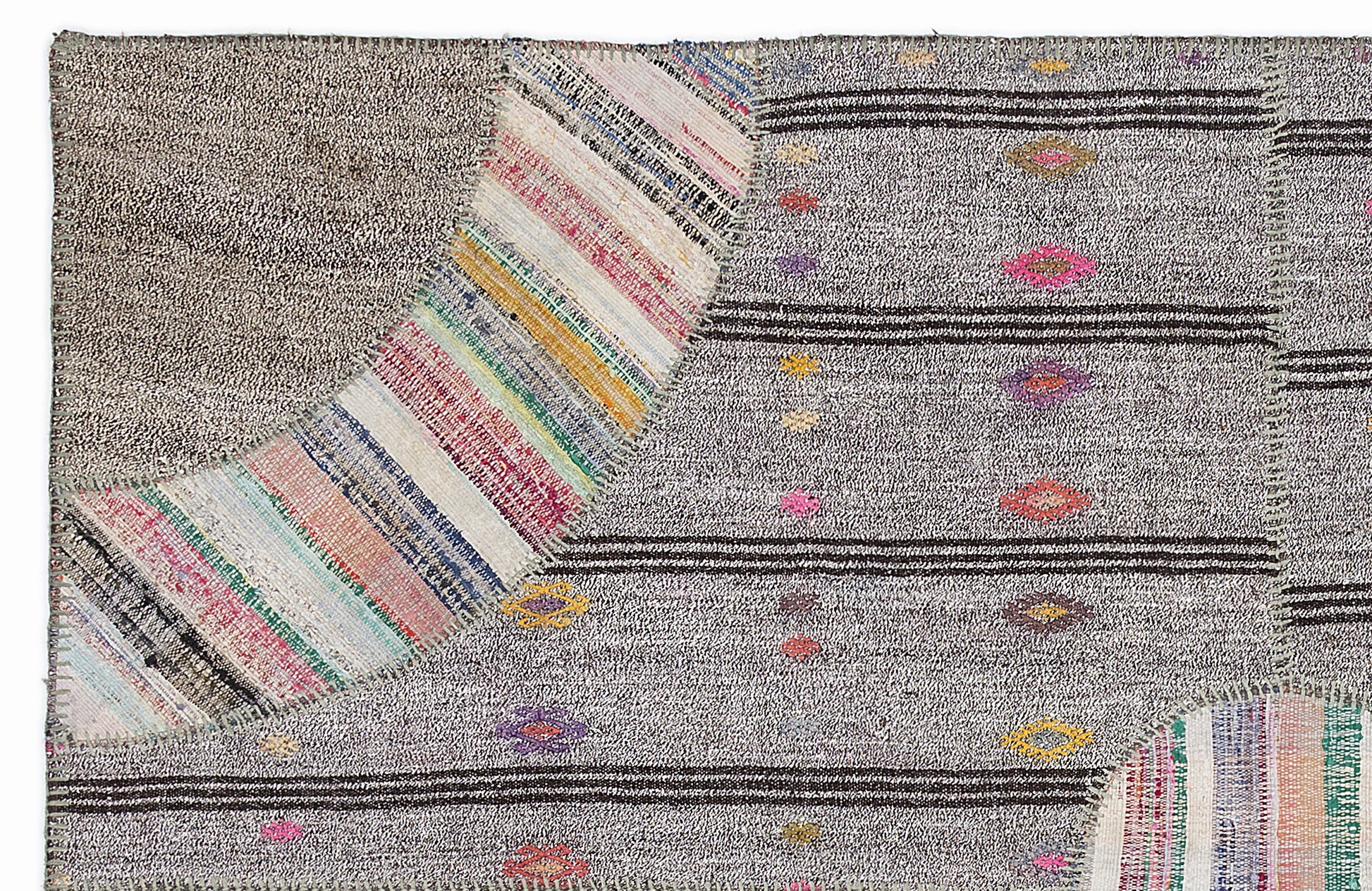 Teselya Bej Çizgili Yün El Dokuma Halısı 160 x 230 Apex Unique