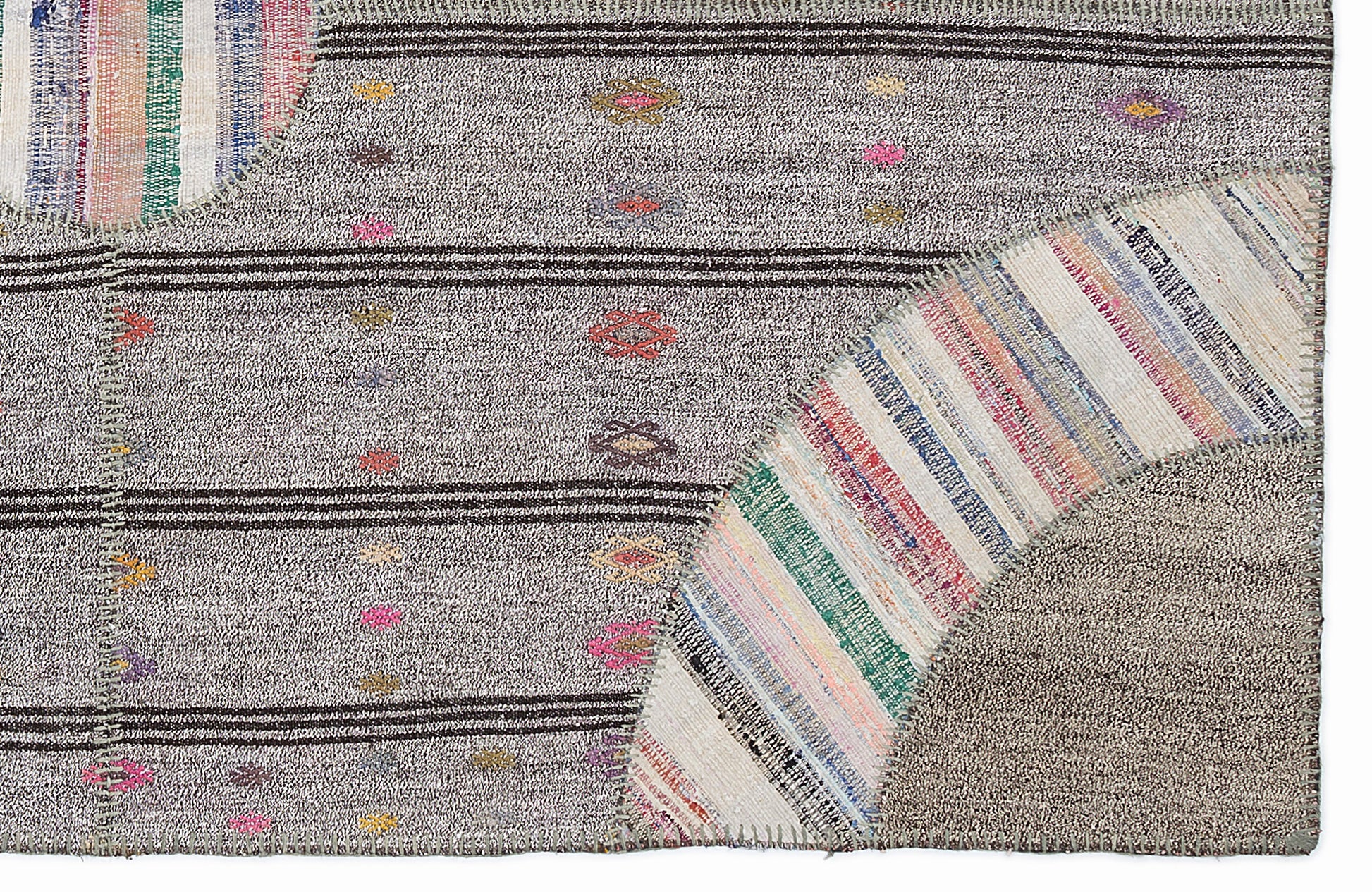 Teselya Bej Çizgili Yün El Dokuma Halısı 160 x 230 Apex Unique