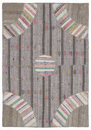 Teselya Bej Çizgili Yün El Dokuma Halısı 160 x 230 Apex Unique