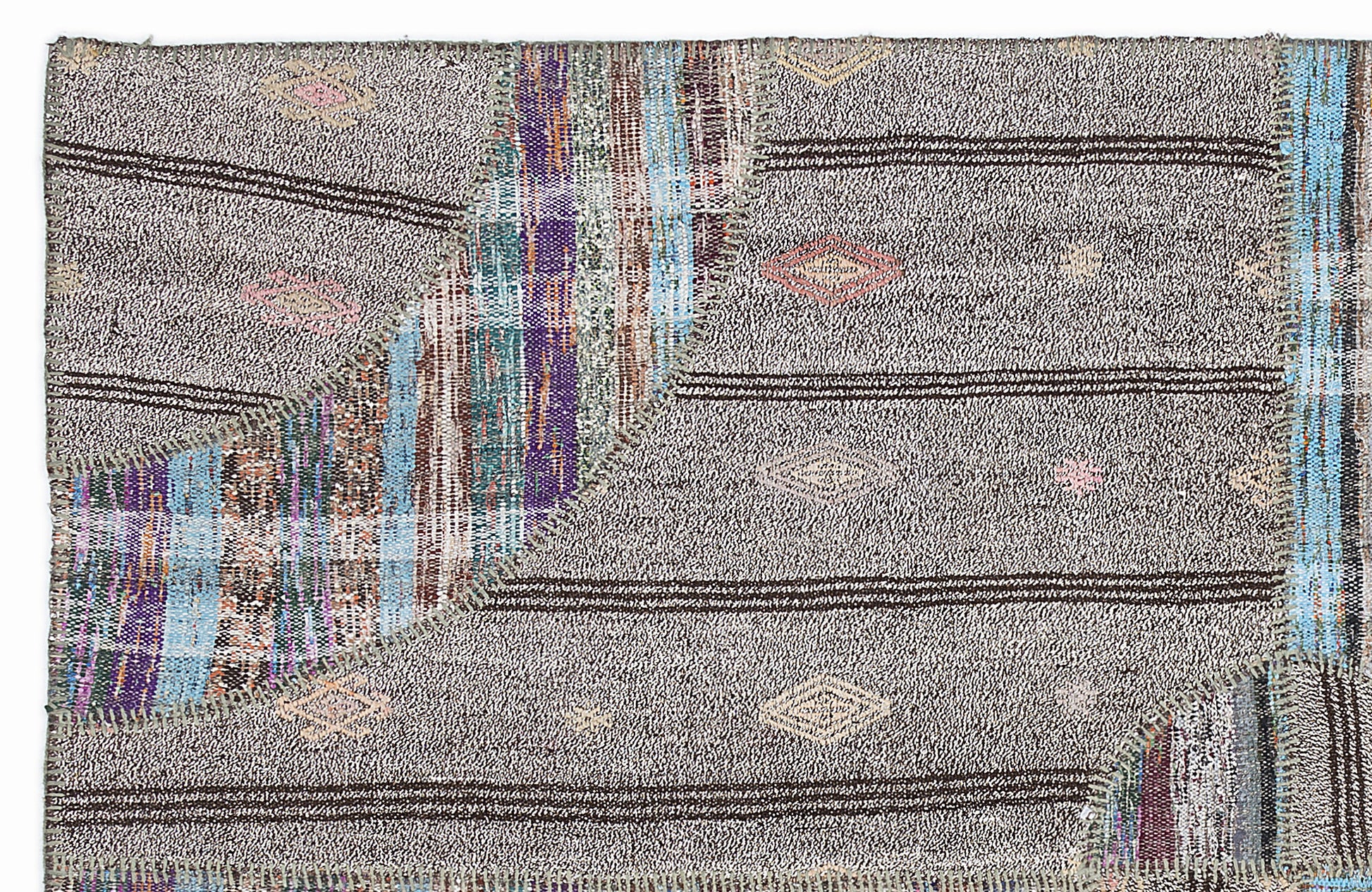 Teselya Bej Çizgili Yün El Dokuma Halısı 160 x 230 Apex Unique