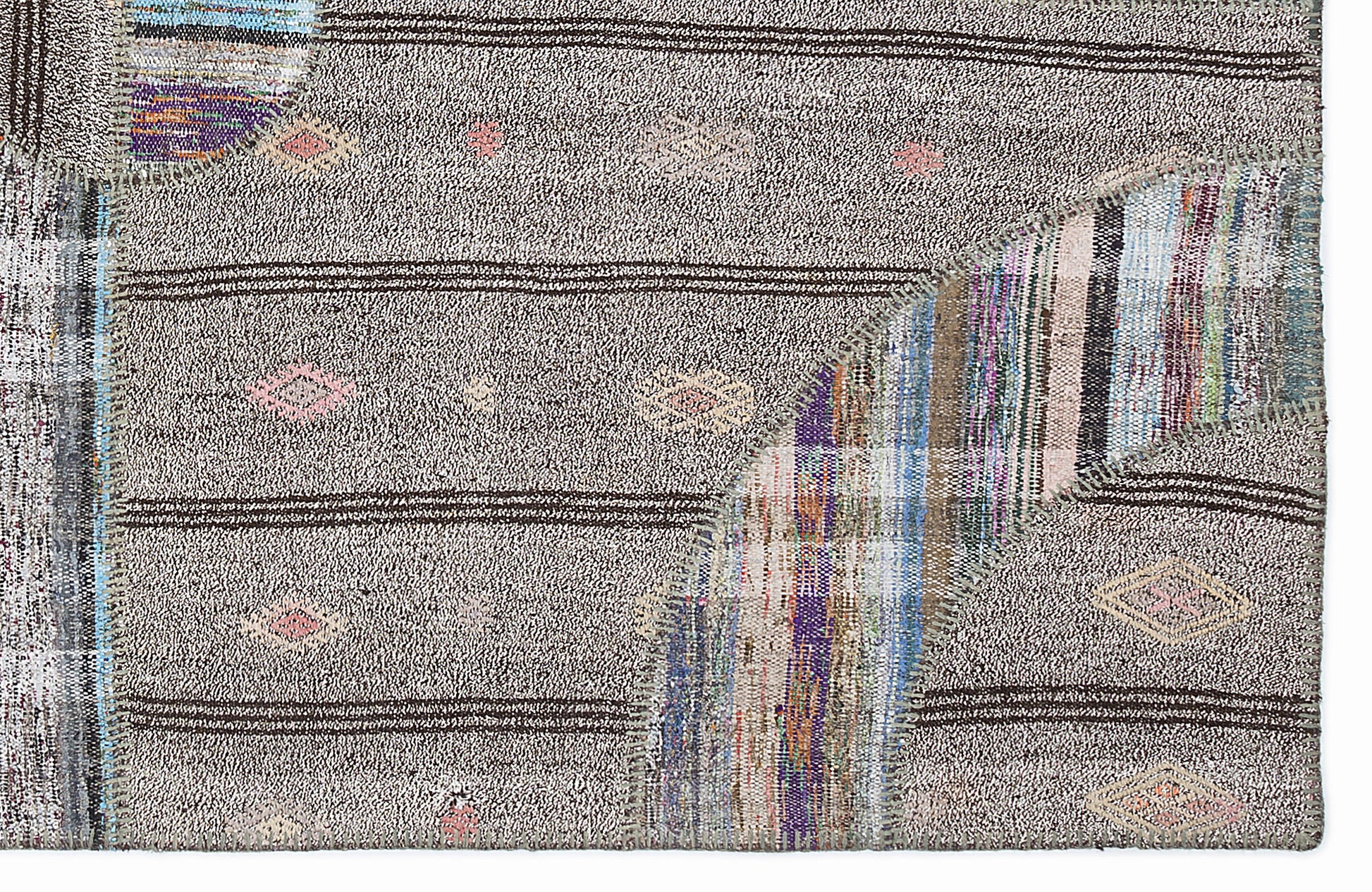 Teselya Bej Çizgili Yün El Dokuma Halısı 160 x 230 Apex Unique