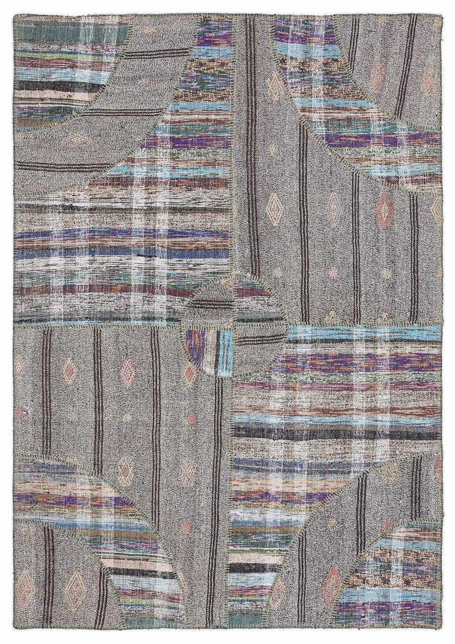 Bej Bohem Geometrik Yün Halı 160x230