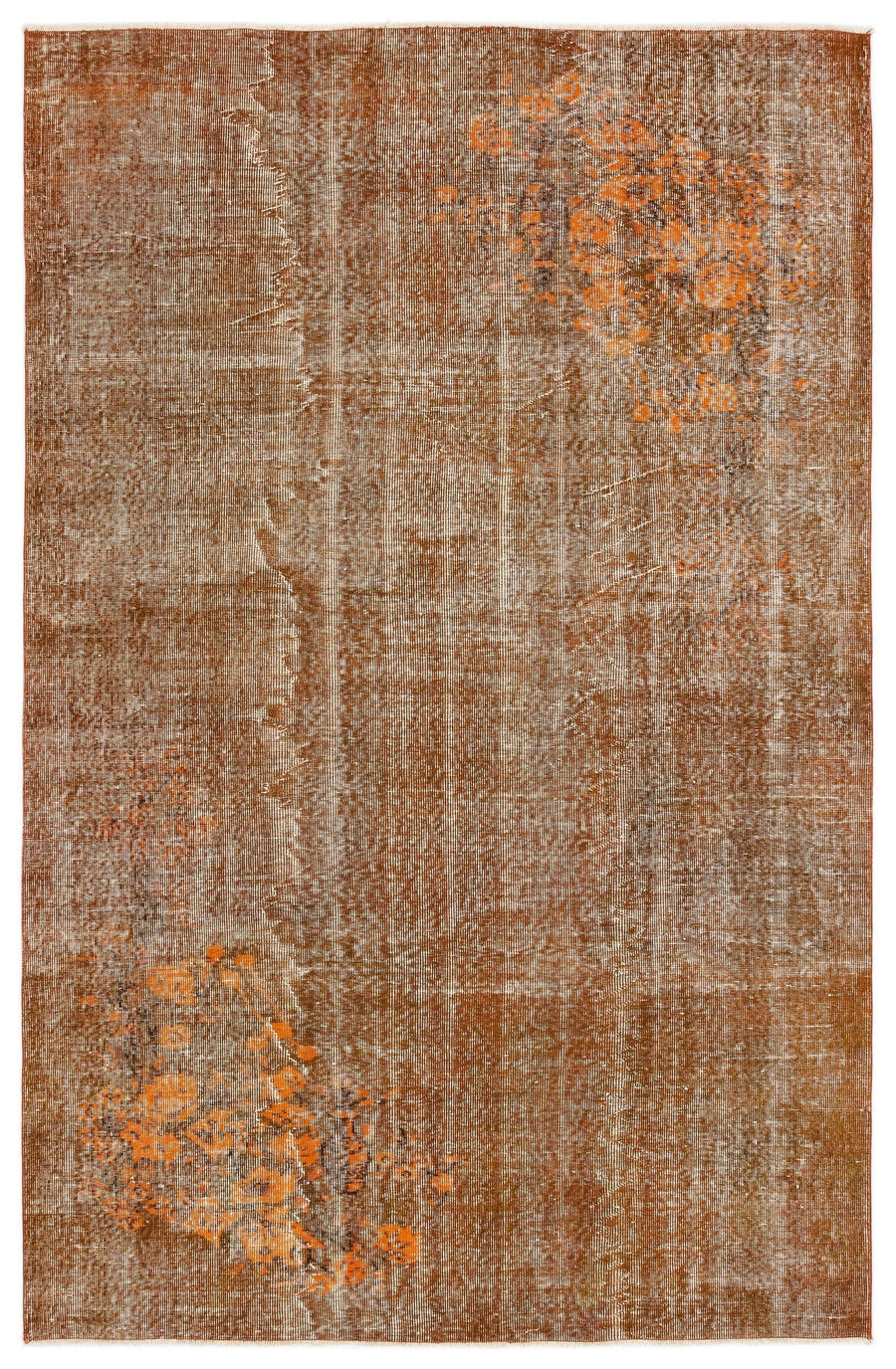 Turuncu Bohem Eskitme Yün Halı 187x284