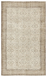 Çiçek Desenli Krem El Dokuma Halı Kahverengi Detaylı 173x293 cm 10883