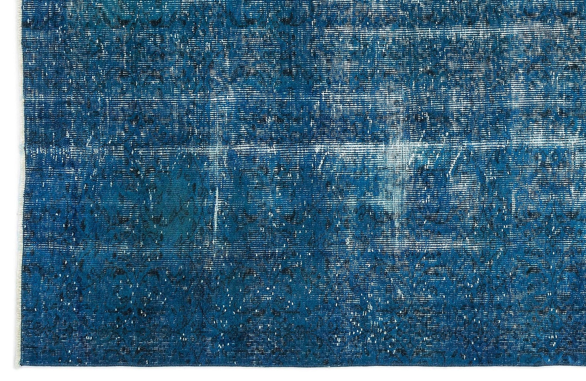 Beyaz Krem Eskitme Geometrik Yün Halı 161x277